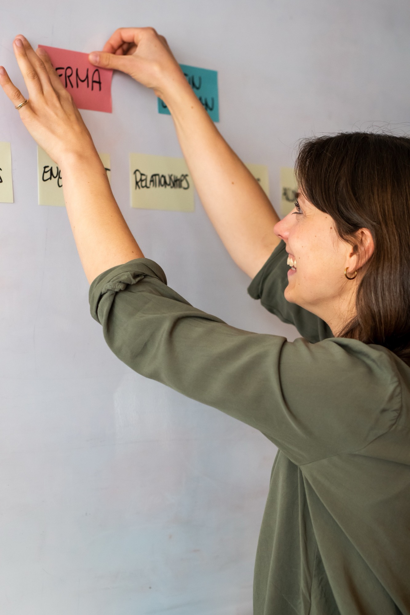 PERMA-Modell der Positiven Psychologie auf einem Post-it